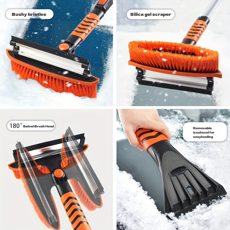 2-in-1 Telescopic Snow Shovel and Ice Scraper Set with Adjustable Squeegee