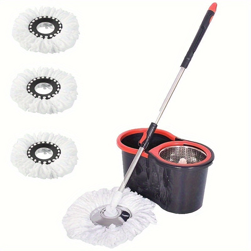 360° Spin Mop and Bucket Set with Microfiber Heads for All Surfaces