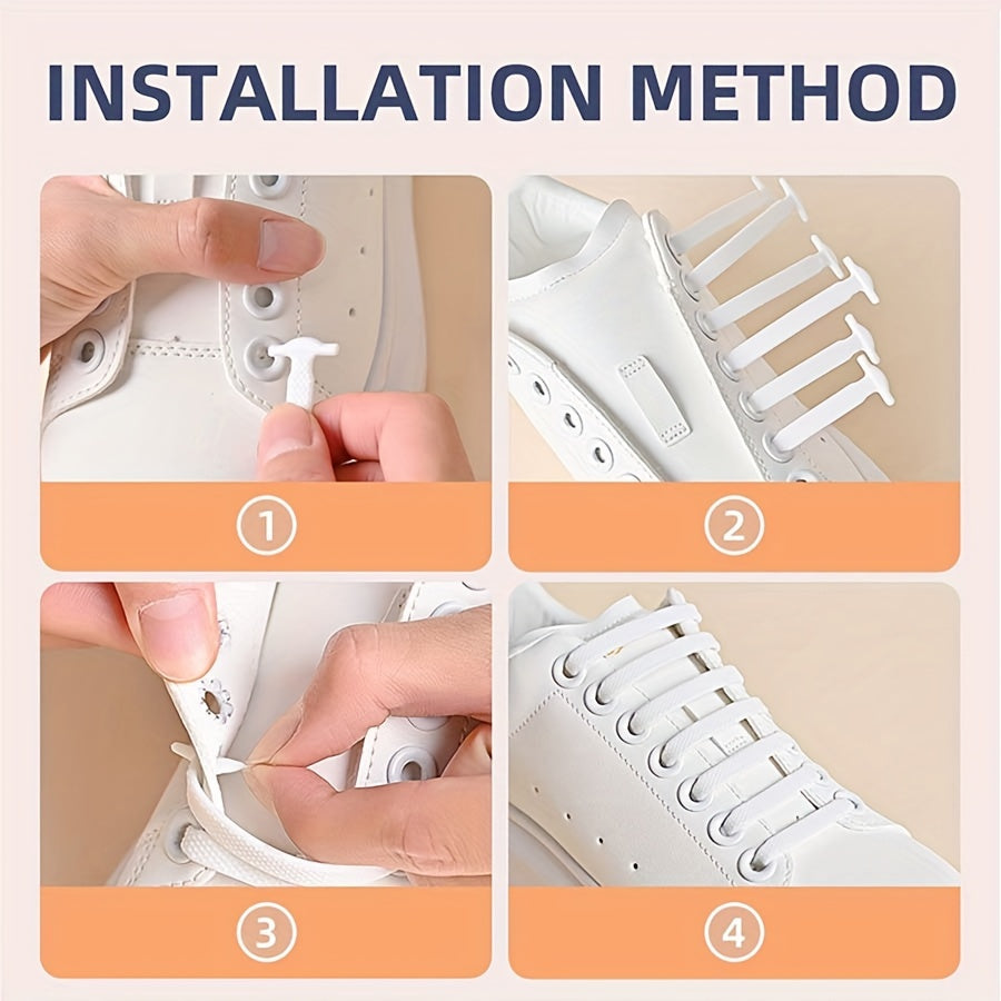 16pcs Silicone No-Tie Elastic Shoelaces for Sneakers and Casual Shoes