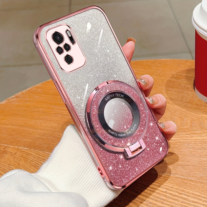 Magnetic Suction Phone Case for Redmi Series with Gradient Flash Powder Shockproof TPU