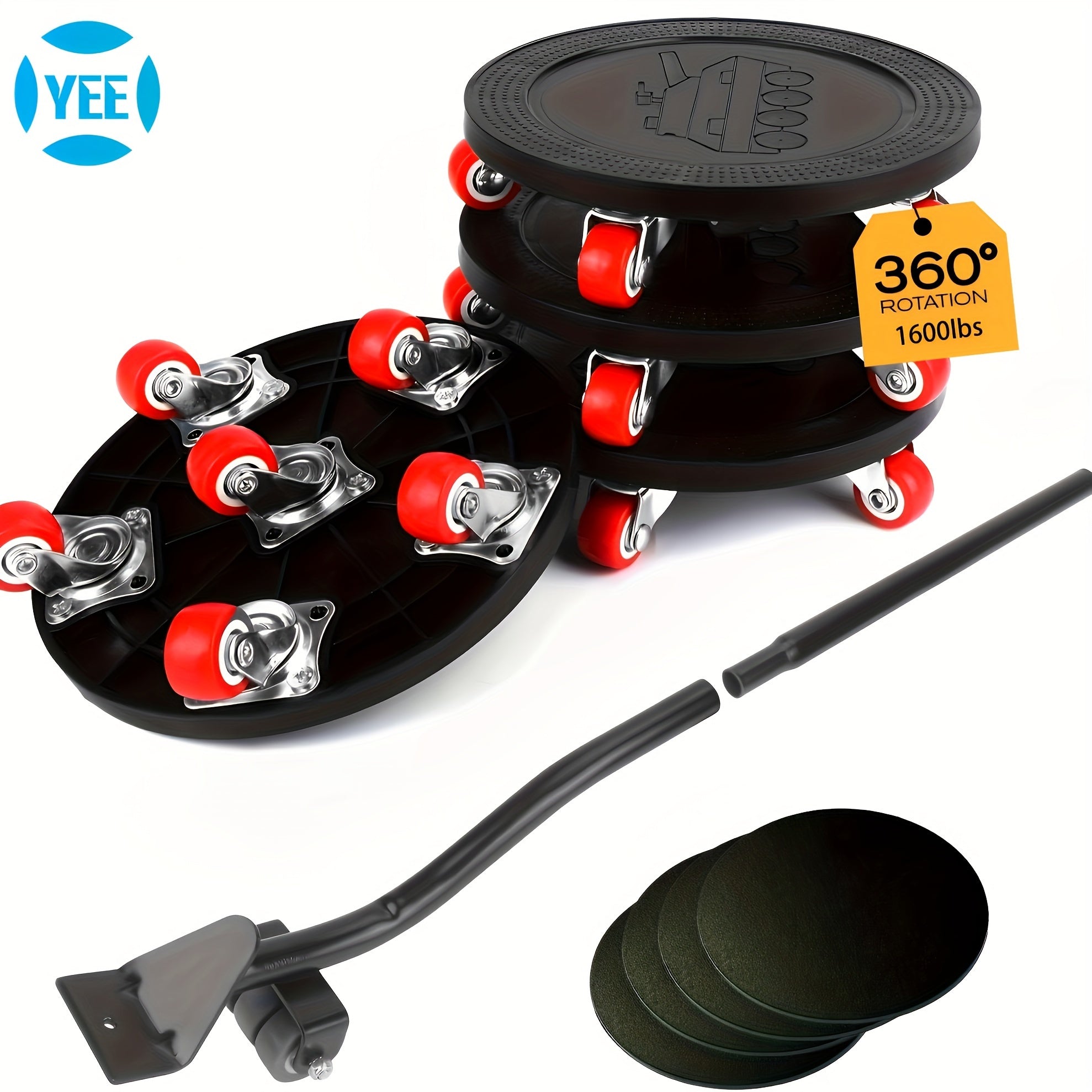 Тяжёлая мебельная тележка для перемещения грузов, грузоподъемность 725 кг, с 6 колесами и выдвижной ручкой