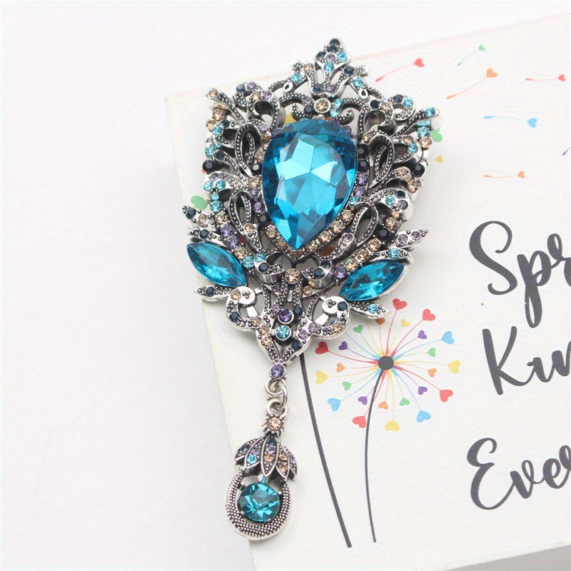 Enamel Irregular Flower Shaped Rhinestone Brooch for Women Stylish Pin Jewelry Gift