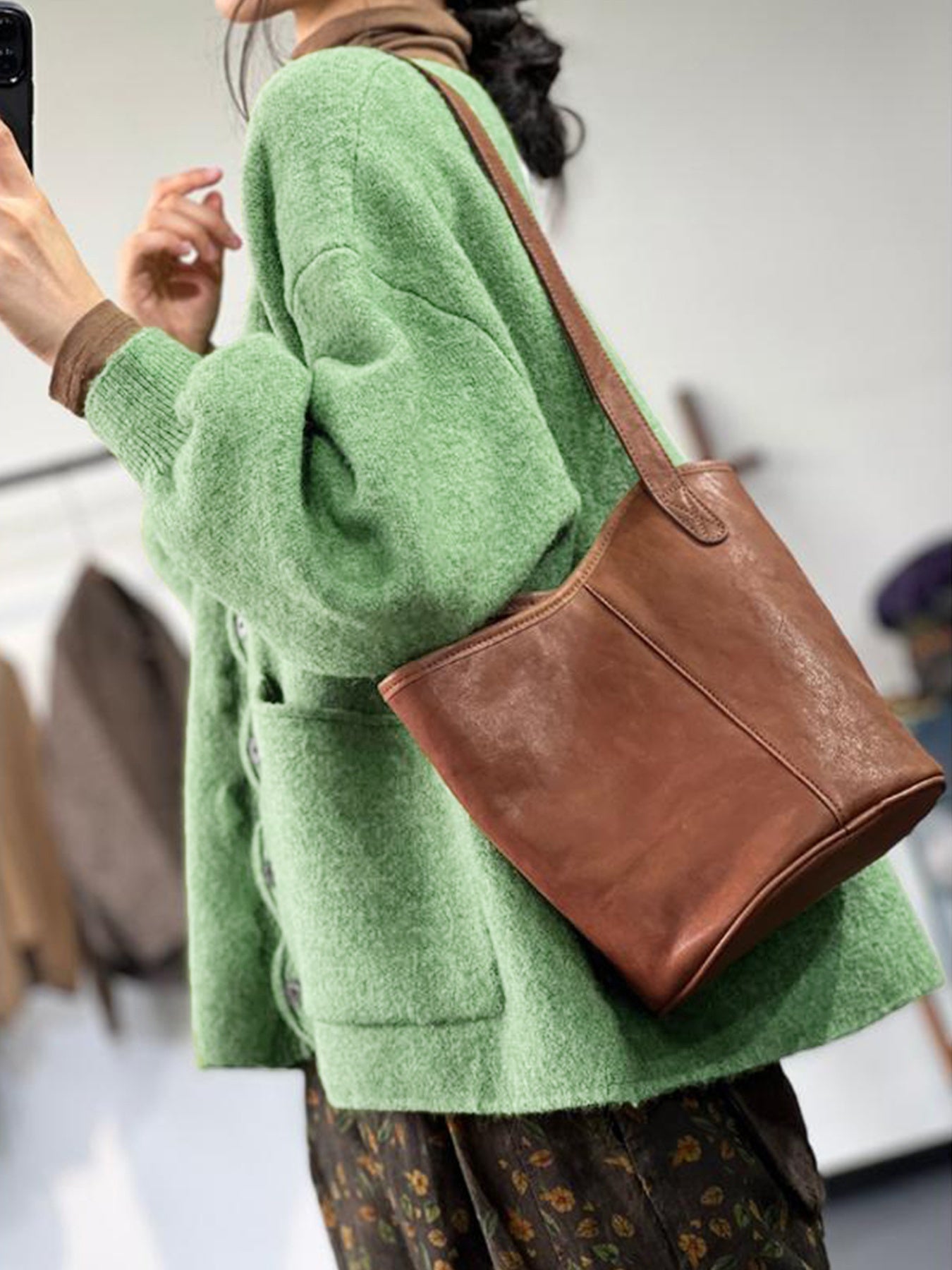 Plus Size Women's Light Green Cardigan Casual Crew Neck Long Sleeve