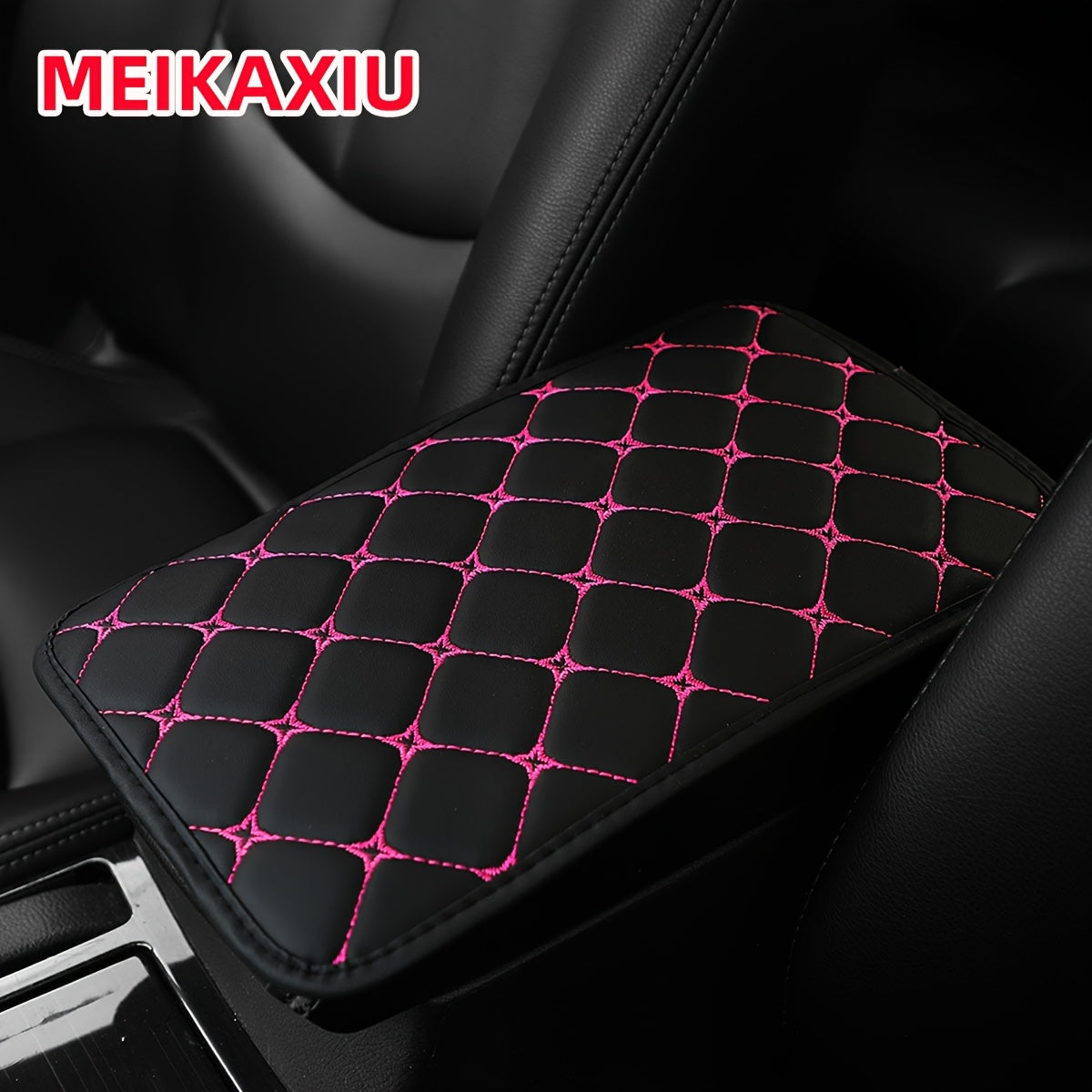 Universal Faux Leather Car Armrest Cushion Black and Red Center Console Cover