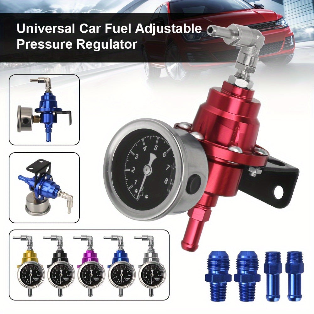 Universal Adjustable Fuel Pressure Regulator Kit With 6 Colors Gauge