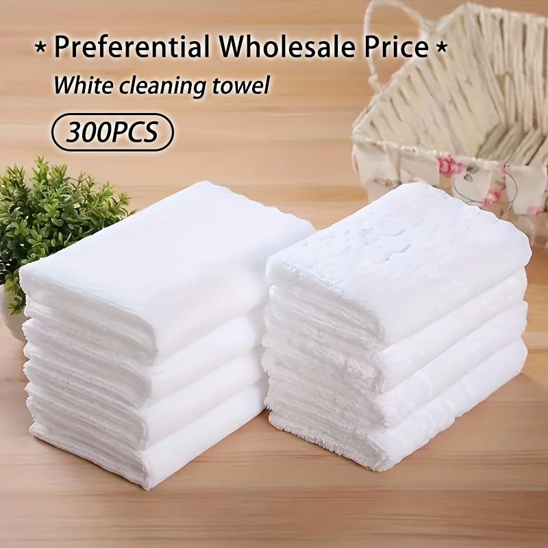 300 White Microfiber Towels with Flower Embossed Washcloths for Cleaning and Bathroom
