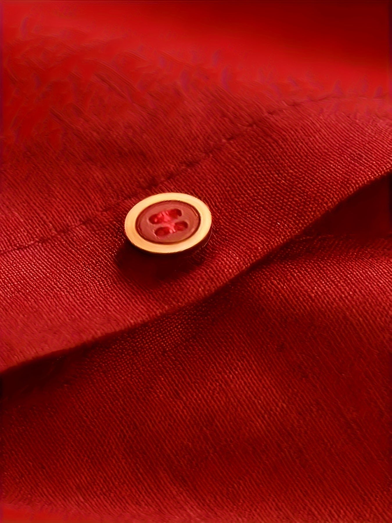 Red Linen Shirt Dress Casual Loose Fit Button Detail Non-Stretch Fabric Spring Collection