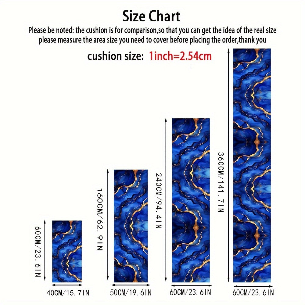 Blue and Gold Abstract Art Velvet Rug, Plush Anti-Skid Kitchen Mat