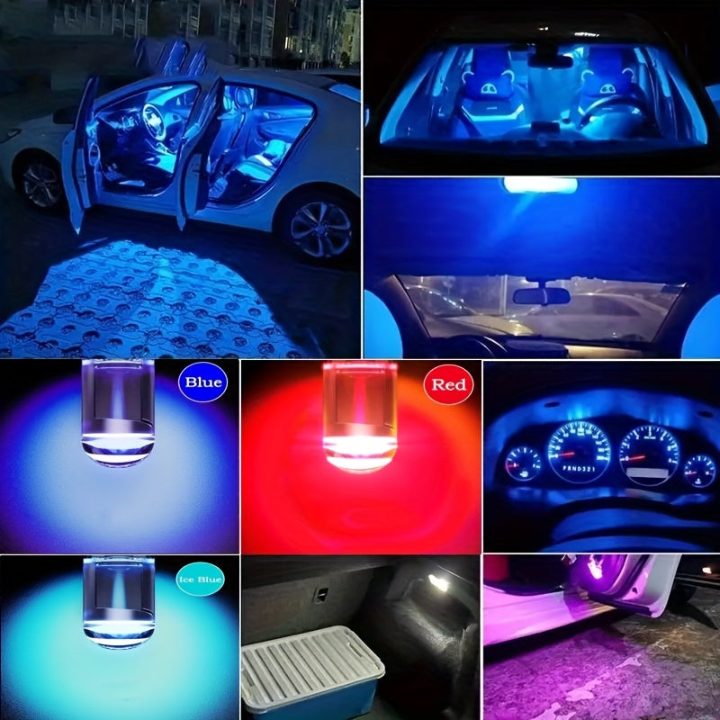 10 Pcs 2023 W5W T10 LED Car Interior Bulbs 12V Acrylic 6000K Multi-Color