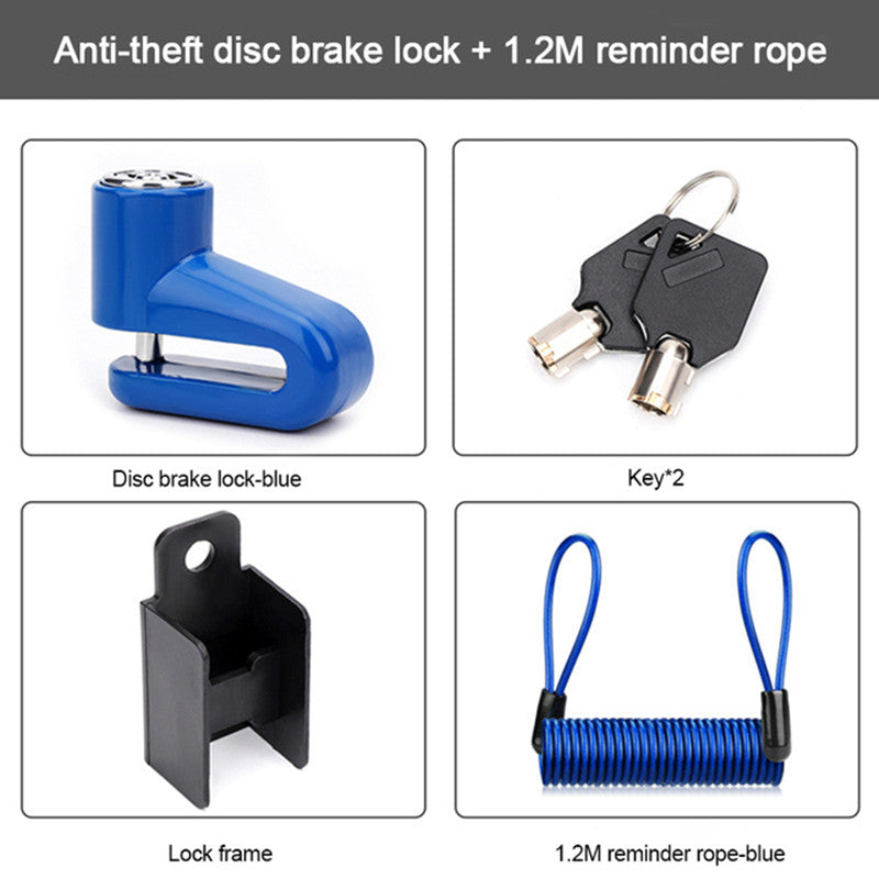Motorcycle Disc Brake Lock Anti-Theft with Reminder Rope