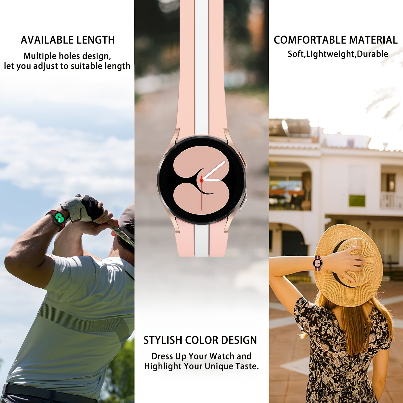 Soft Silicone Sport Watch Band for Men Women Compatible with Samsung Galaxy Watch 4 5 6 7