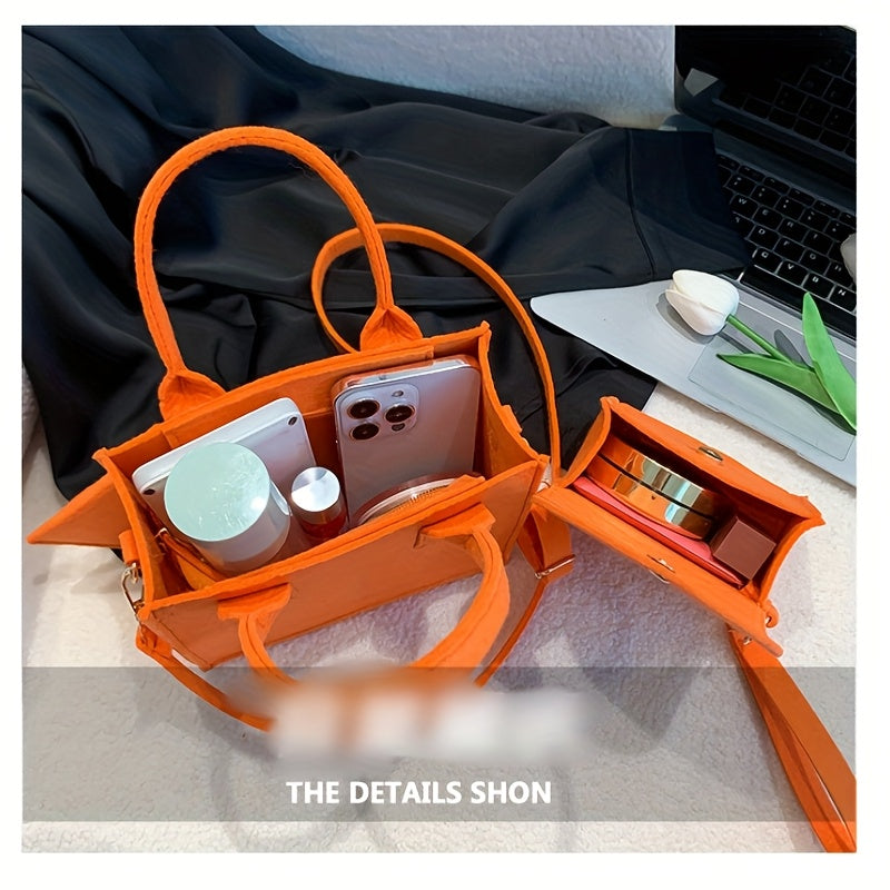 Набор из 3-х сумок из фетра для женщин с регулируемыми ремнями, застежкой на молнии, съемным ремнем, сумками для хранения кошелька, подходящими для повседневного и рабочего использования.