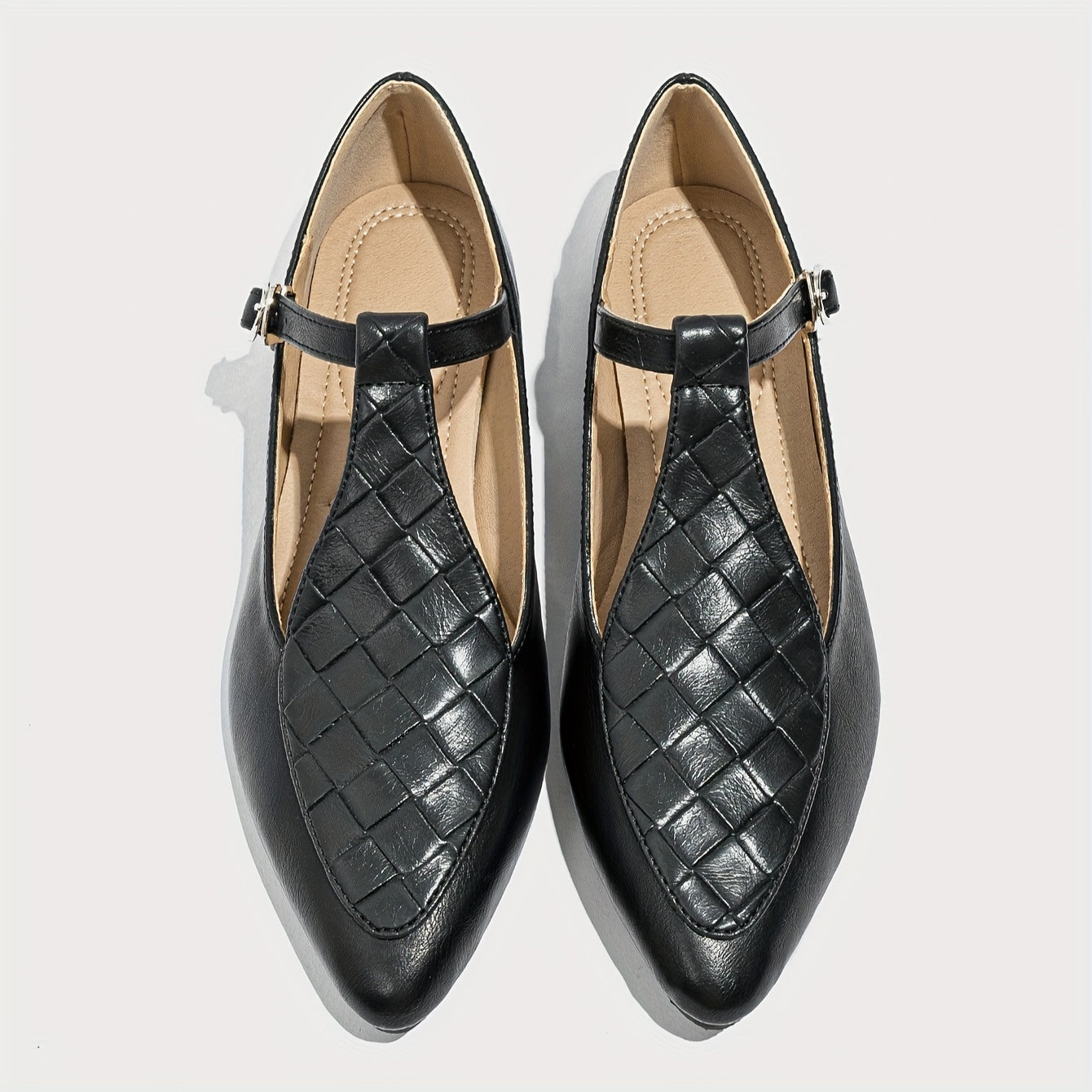 Women Brown Microfiber T-Strap Mary Jane Flats with Low Heel