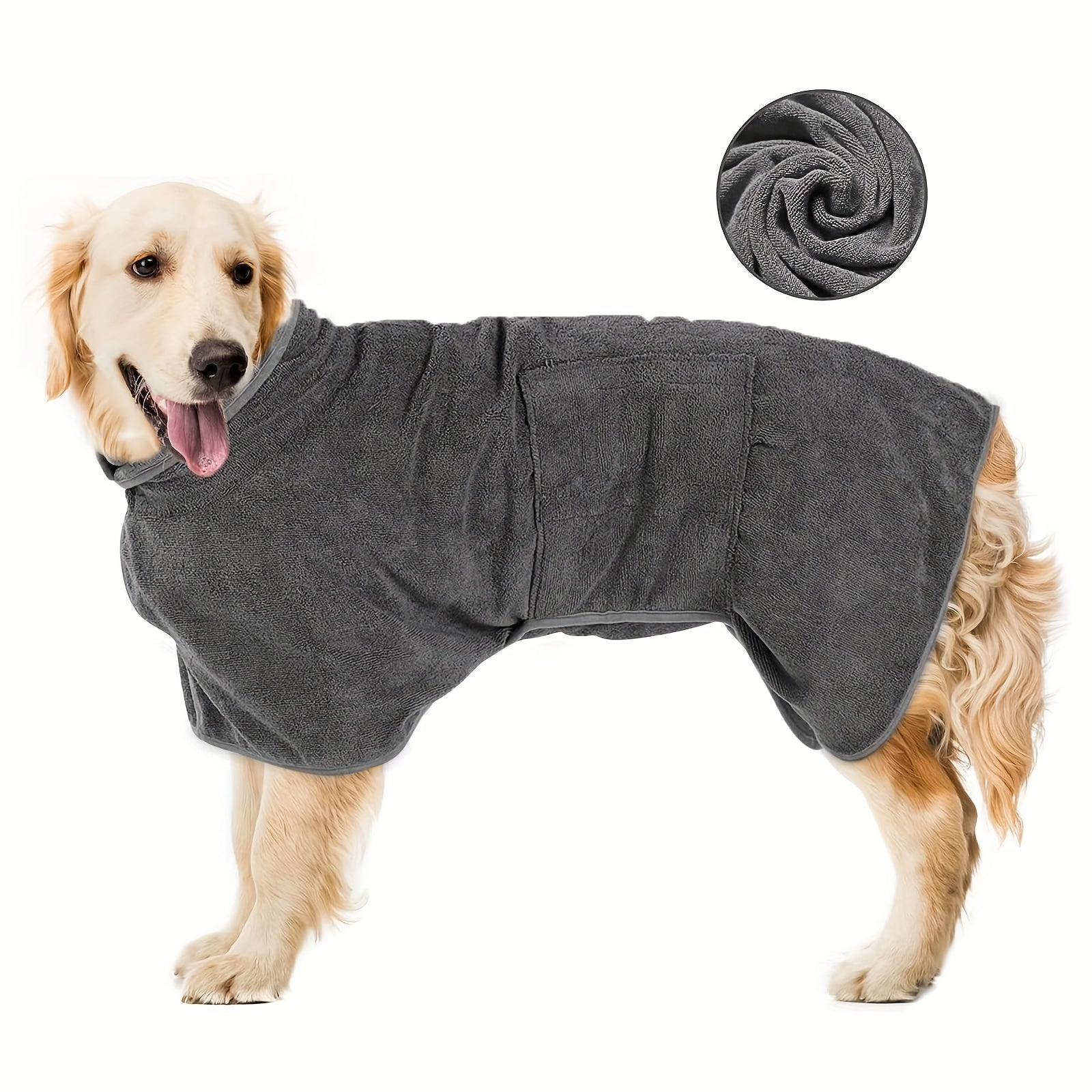 Dog Bathrobe Towel with Magic Sticker for Small Medium Large Dogs and Cats Quick-Drying Super Absorbent