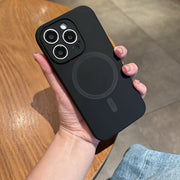 Silicone Full Wrap Magnetic Phone Case in Solid Color with Air Cushion and Retro Design