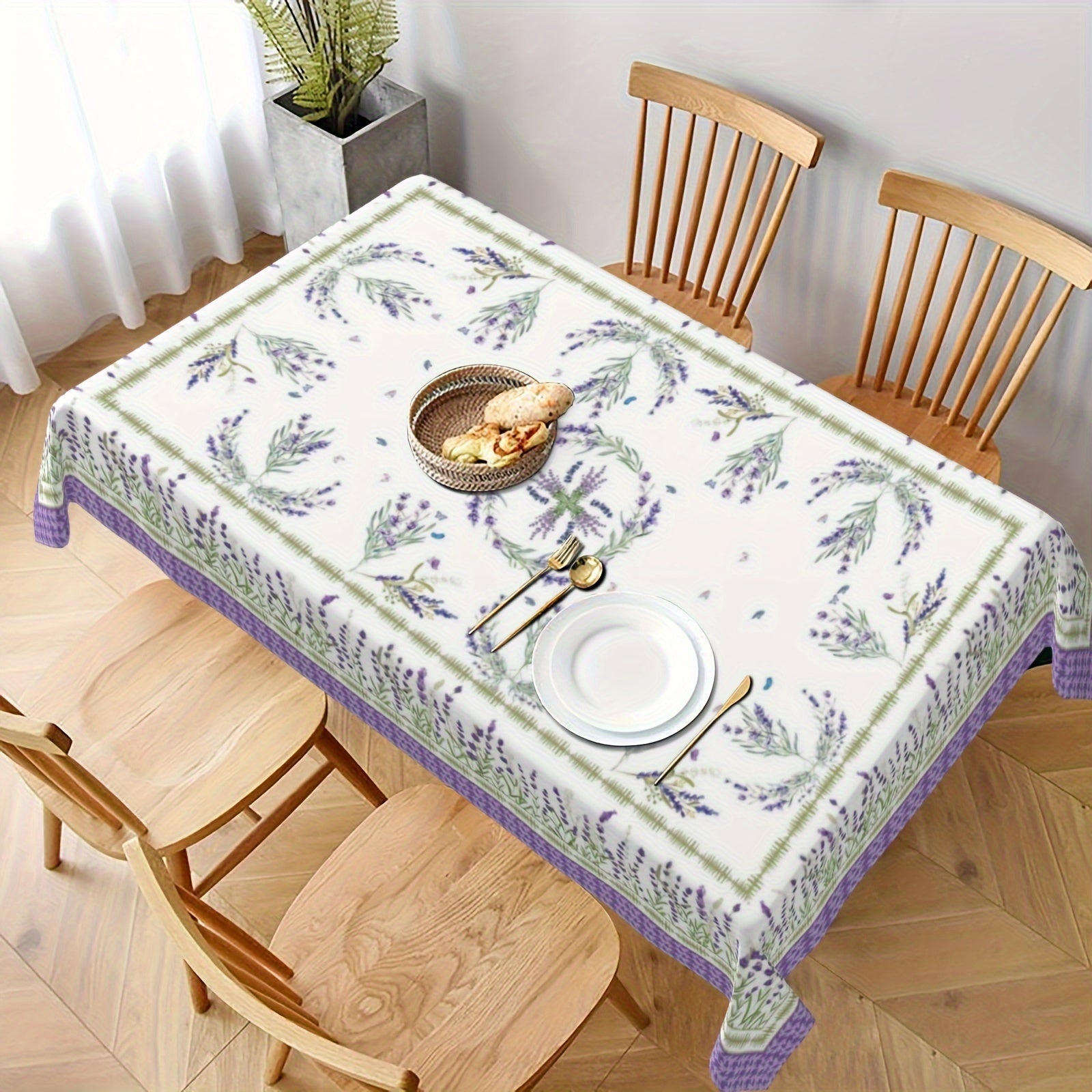Polyester Lavender Bliss Tablecloth Stain-Resistant Wrinkle-Free for Dining and Kitchen