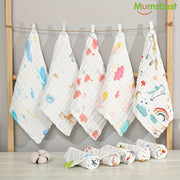 Set of 5 Cotton Muslin Baby Washcloths Soft Face Cloths for Newborns 30x30 cm