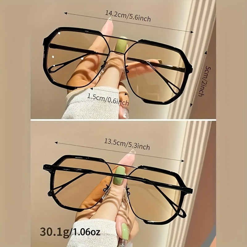 Large Unisex Fashion Sunglasses with Double Bridge Design for Driving Beach Casual