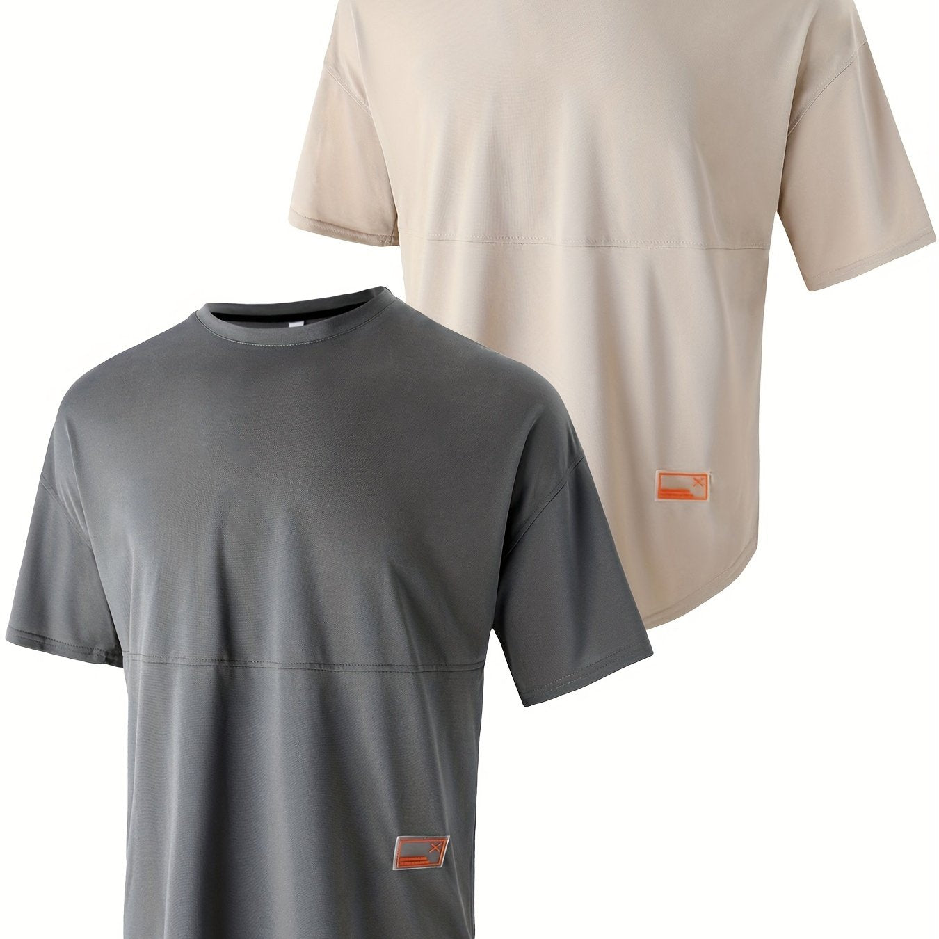 Camiseta deportiva casual de poliéster para hombre con cuello redondo y manga corta para actividades al aire libre