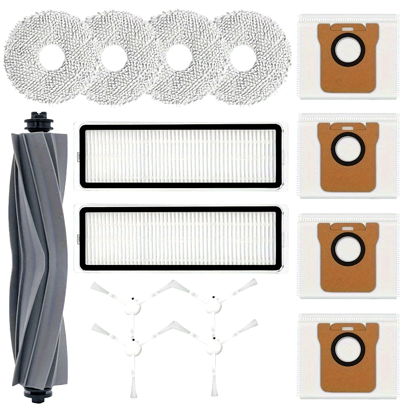 Dreame L10S Ultra/Pro va Xiaomi Mijia Omni 1S uchun vakuum tozalagich aksessuarlar to'plami - 15 dona o'z ichiga oladi, jumladan Asosiy cho'tka, Yon cho'tka, Filtr va Mop mato.