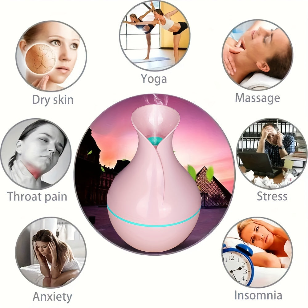 Ultrasonic Air Humidifier with Essential Oil Diffuser 7 Color LED Quiet Mini Cold Mist for Office Bedroom