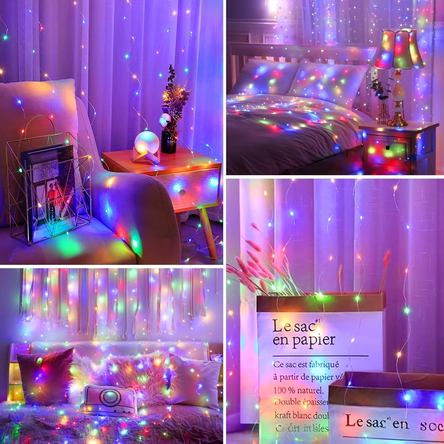 Fairy Curtain Lights USB Powered with Remote Control 8 Modes Dimmable Timer 100 200 300 LEDs