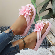 Women's Plus Size Floral Slip-On Slippers Pink Flower EVA Sole Indoor Outdoor