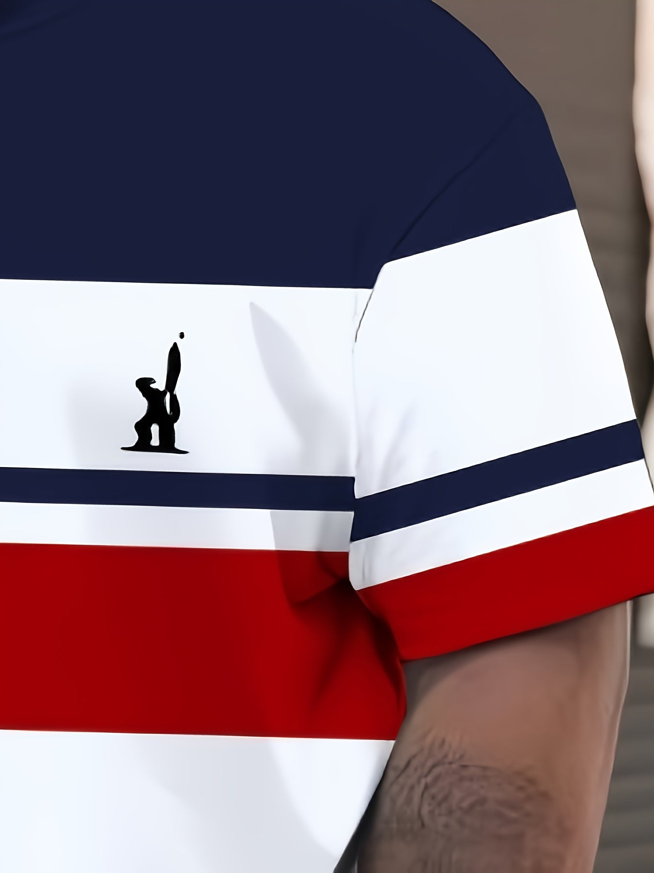 Мужская футболка с 3D-графикой больших размеров, темно-синяя, белая, красная в полоску, из полиэстера, повседневная