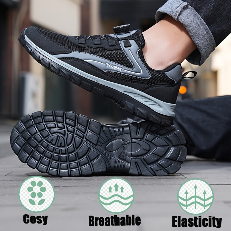 Zapatos de exterior para hombres grandes, ligeros y casuales para senderismo con hebilla giratoria sin cordones