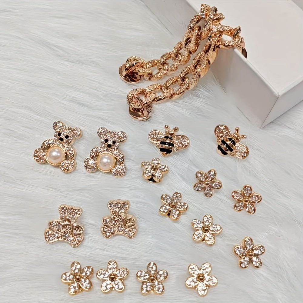 18 Pcs Fashion Chain Shoe Charms Creative Street Style DIY Shoe Accessories Sandal Toe Decorations