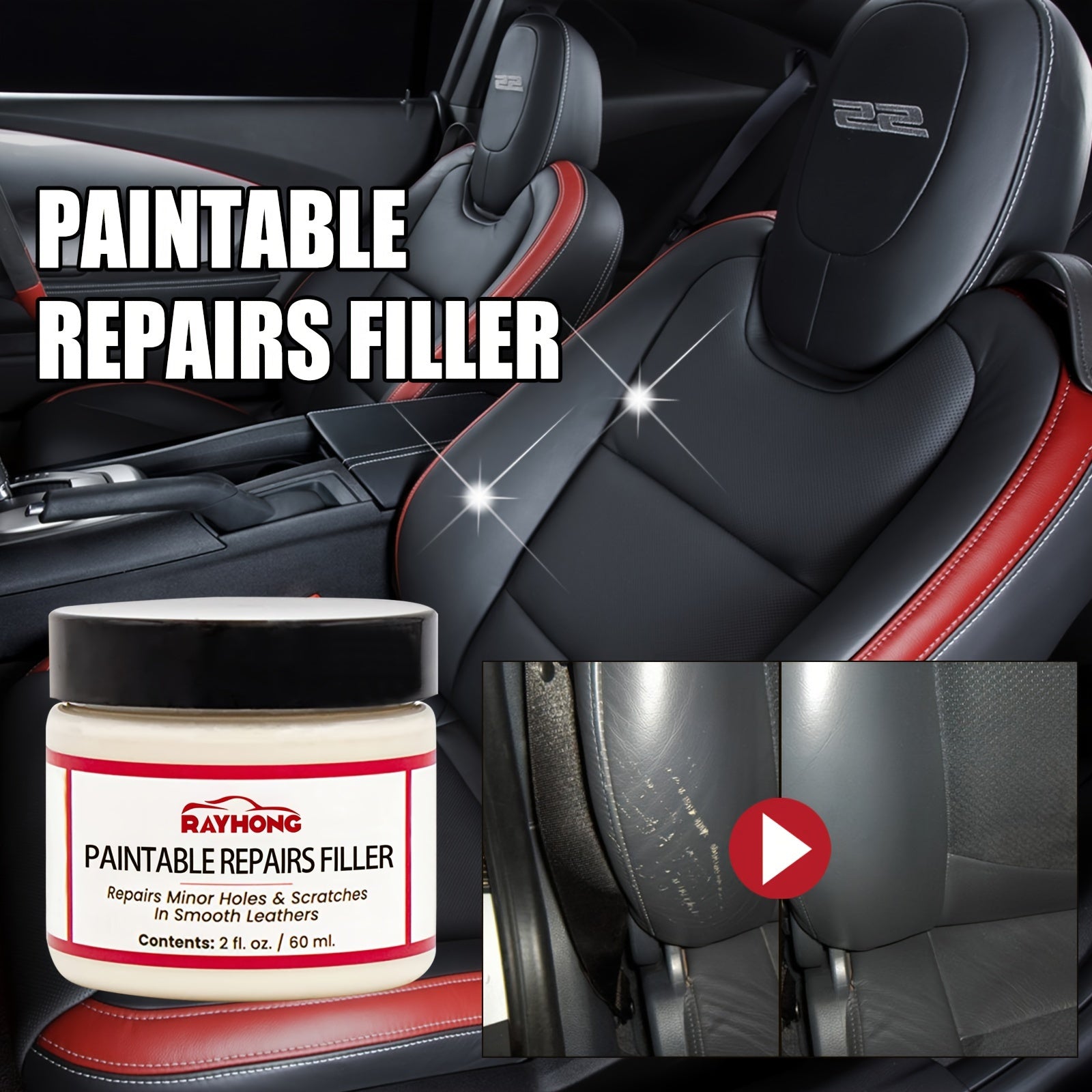 Kit de 2 reparadores de cuero para tapicería de coche y material plástico de sofá