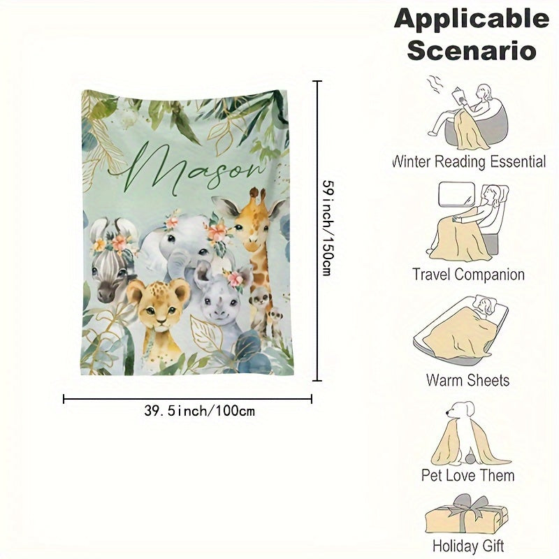 Cozy Flannel Throw Blanket with Custom Elephant Pattern Personalized Soft All-Season Gift