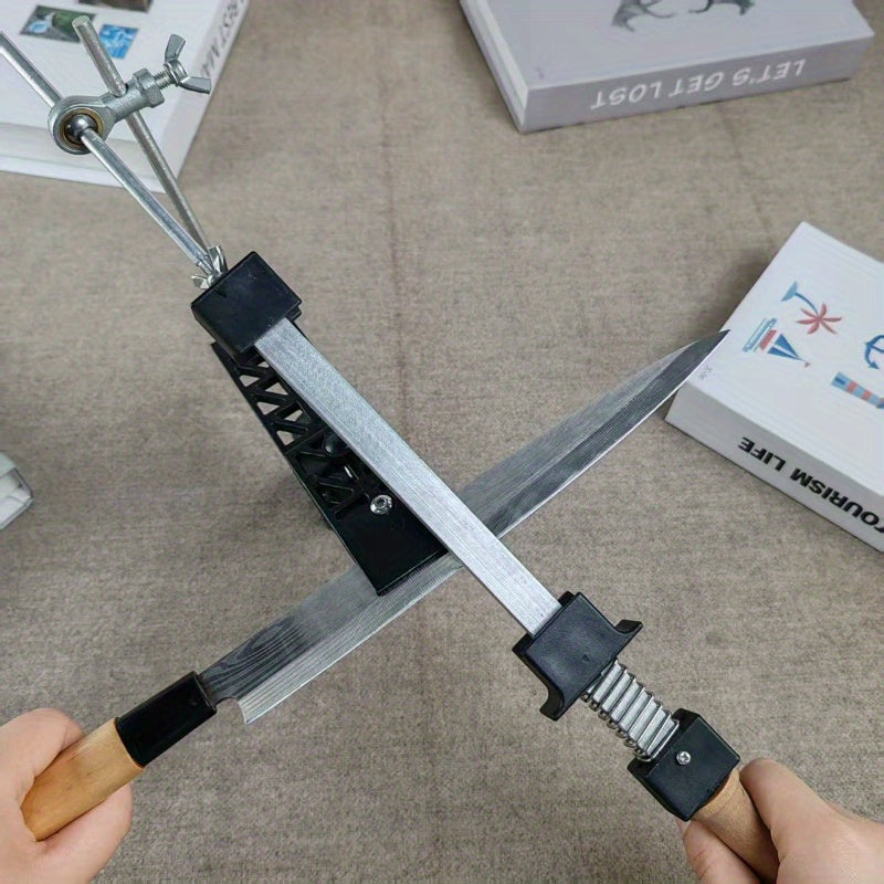 GT Kitchen Tool Accessories Fixed Angle Sharpener with Fine Sharpening Stone - Black