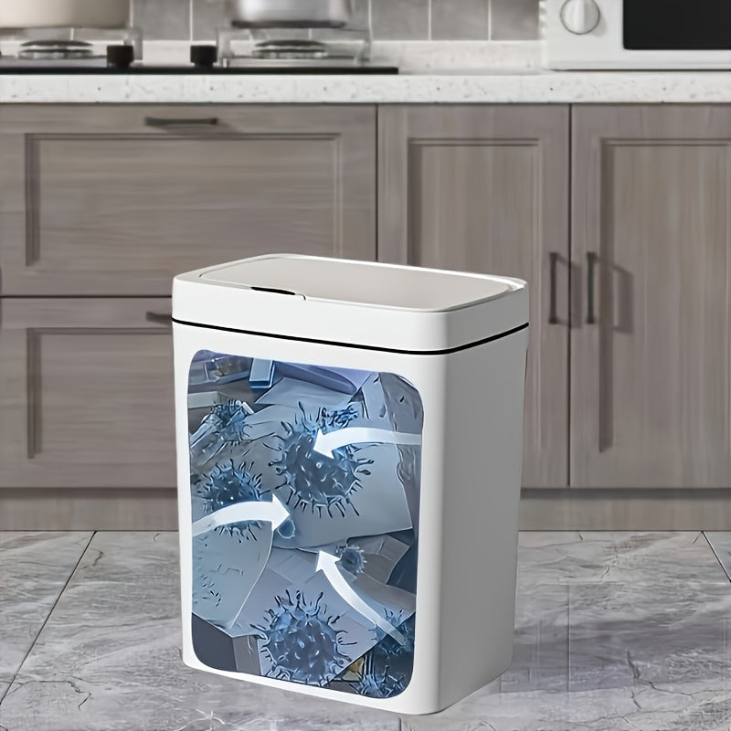 Touch-Free Motion Sensor Trash Can with Odor-Sealing Lid for Bathroom Kitchen Living Room