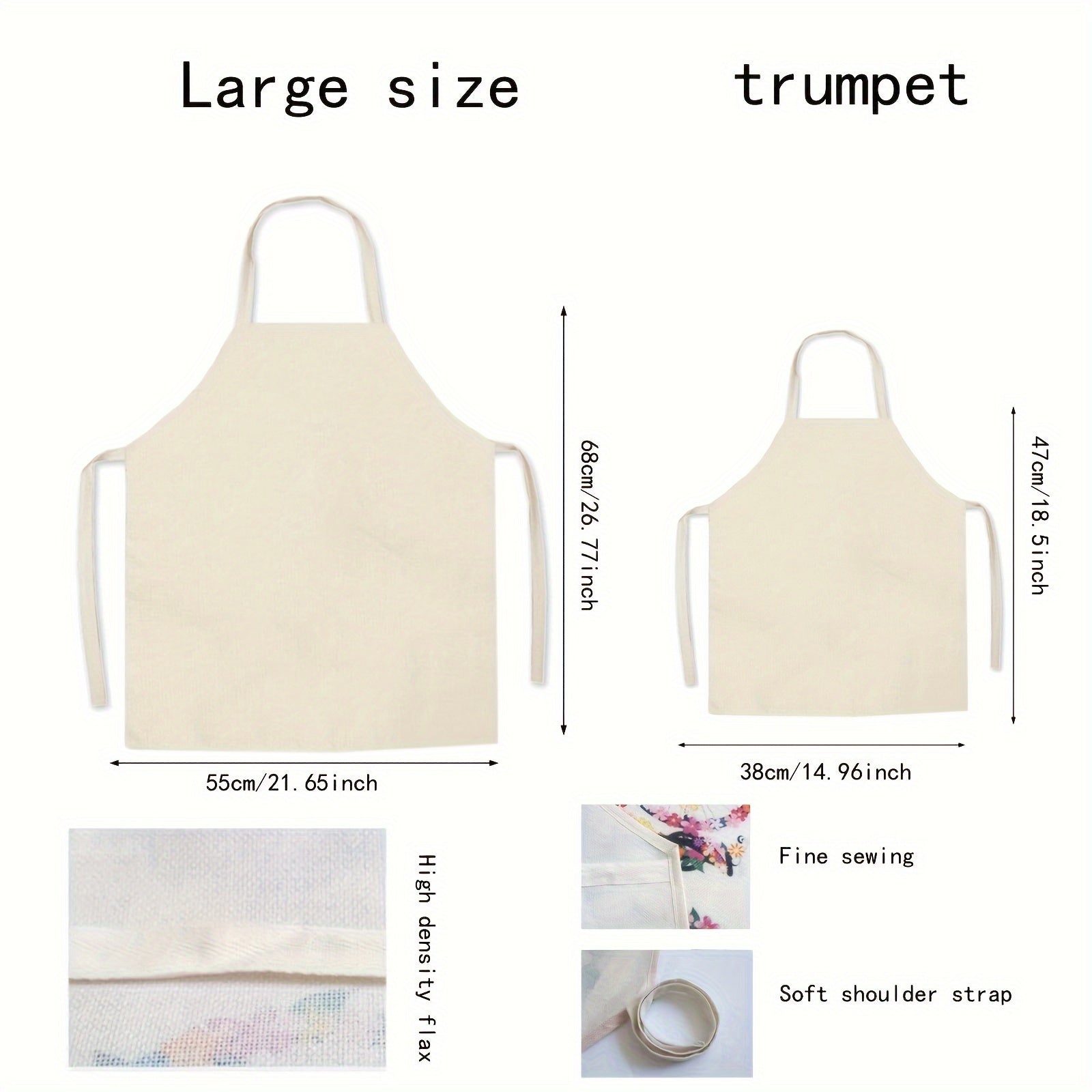 Large Linen Apron with Soft Shoulder Strap for Kitchen and Baking