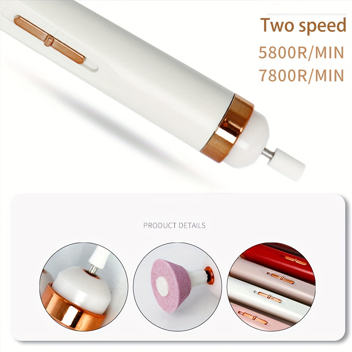 Rechargeable Electric Nail Drill Kit with 5 Drill Bits for Gel Nails and Home Use