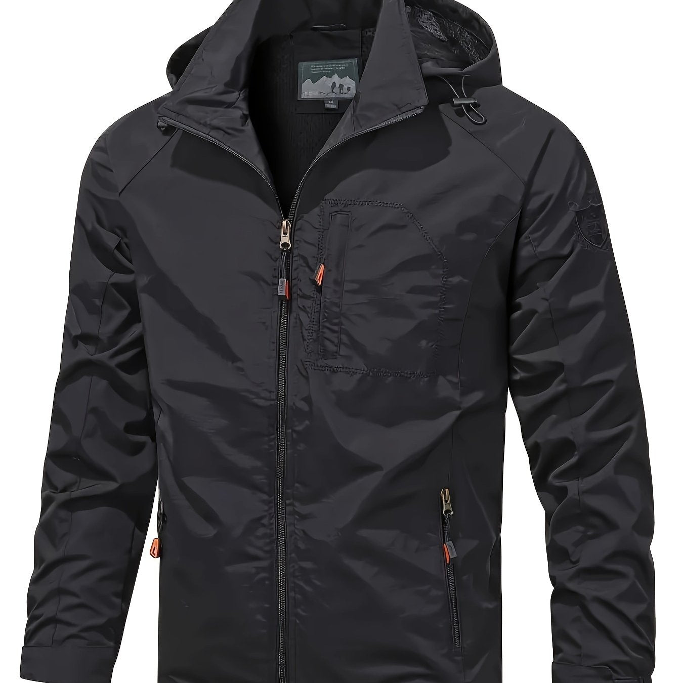 Men Hooded Softshell Jacket with Multiple Pockets Waterproof Windproof Outdoor Hiking Camping