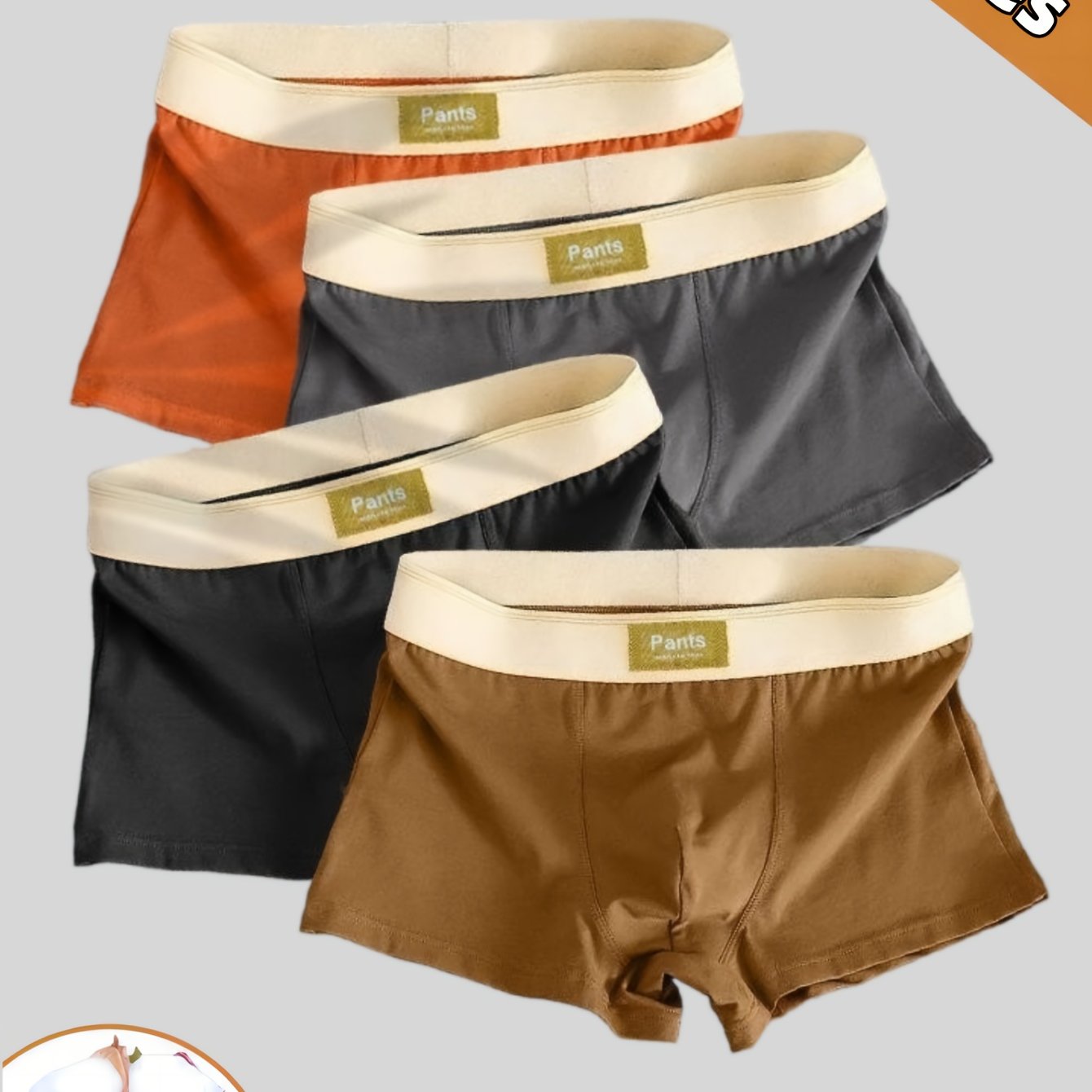 Men's Cotton Boxer Briefs Breathable Stretch Comfortable for Sports and Daily Wear