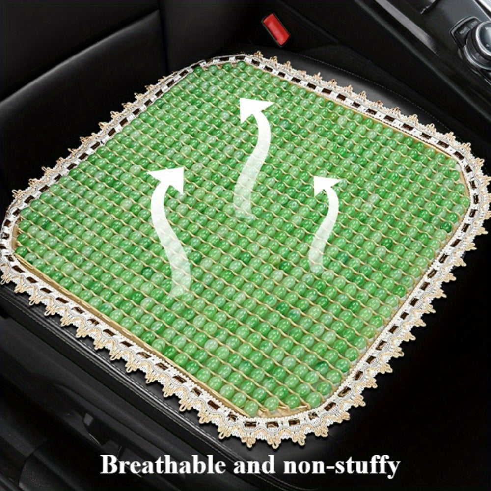 Women’s Emerald Green Resin Car Cushion Set, Breathable Cooling Pads Three-Piece