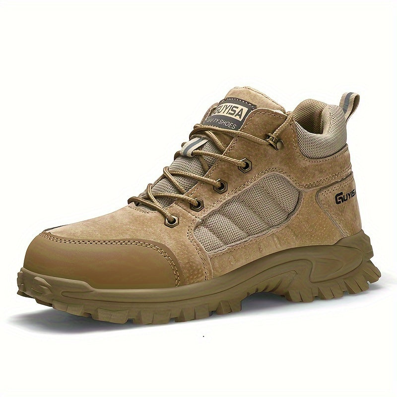 Men's Suede Safety Shoes with Steel Toe Puncture Proof Anti-Skid for Industrial Construction