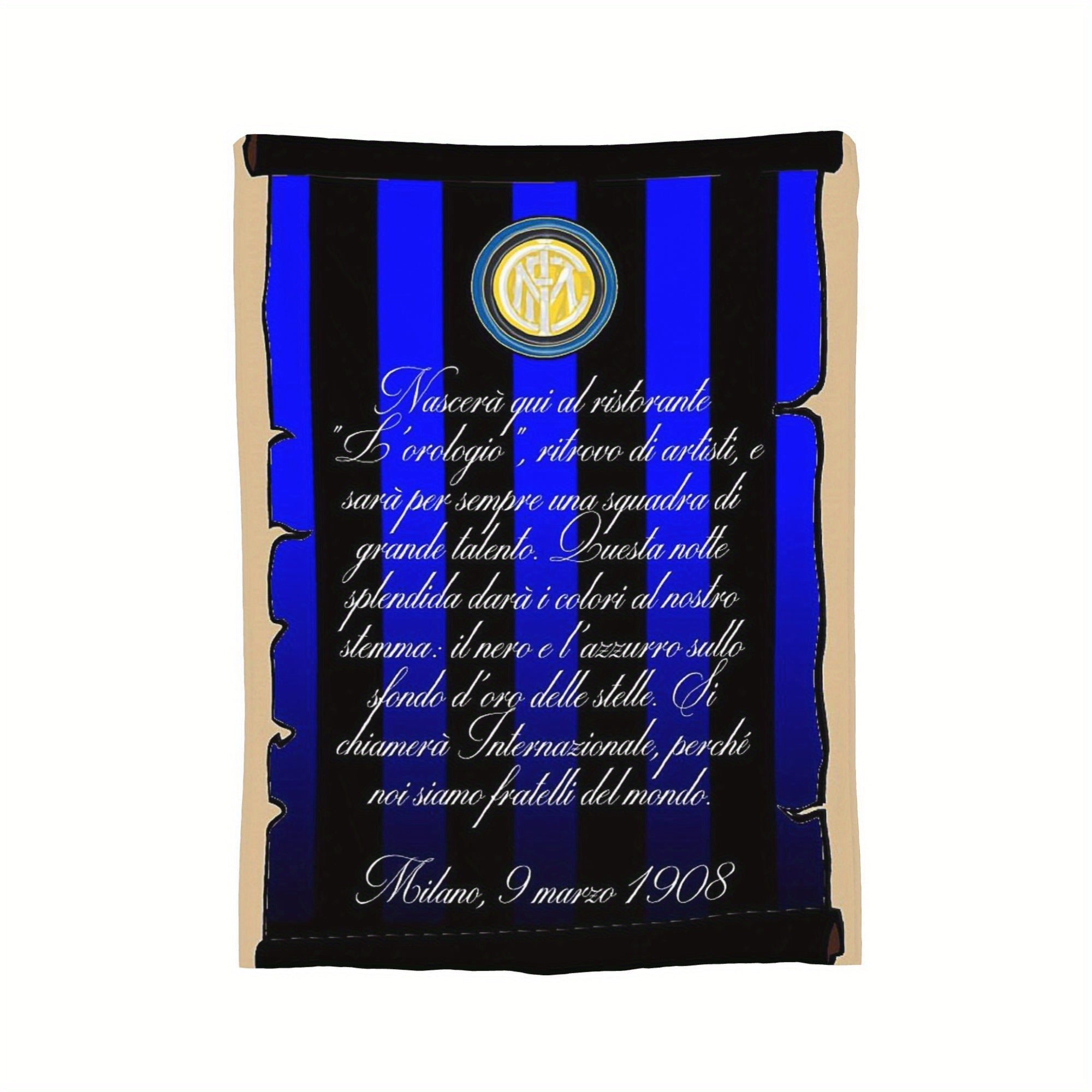 Anime Themed Inter Milan Flannel Fleece Blanket Lightweight Throw Soft Polyester All-Season Home Decor