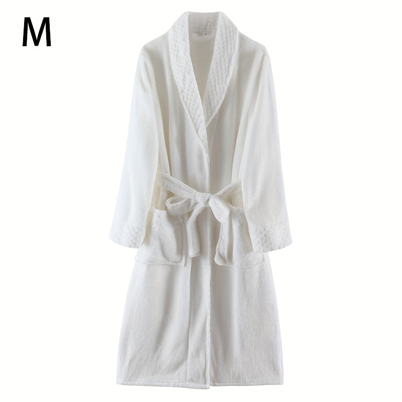 Unisex Flannel Bathrobe for Autumn Winter Cozy Nightwear Home