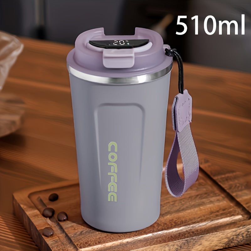 Stainless Steel Izolyatsiyalangan Qahva Kubogi Sayohat Mug'i raqamli harorat displeyi bilan