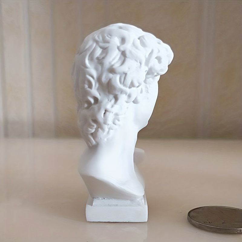White Resin Greek Bust Sculpture 7cm Decorative Home Office Collection