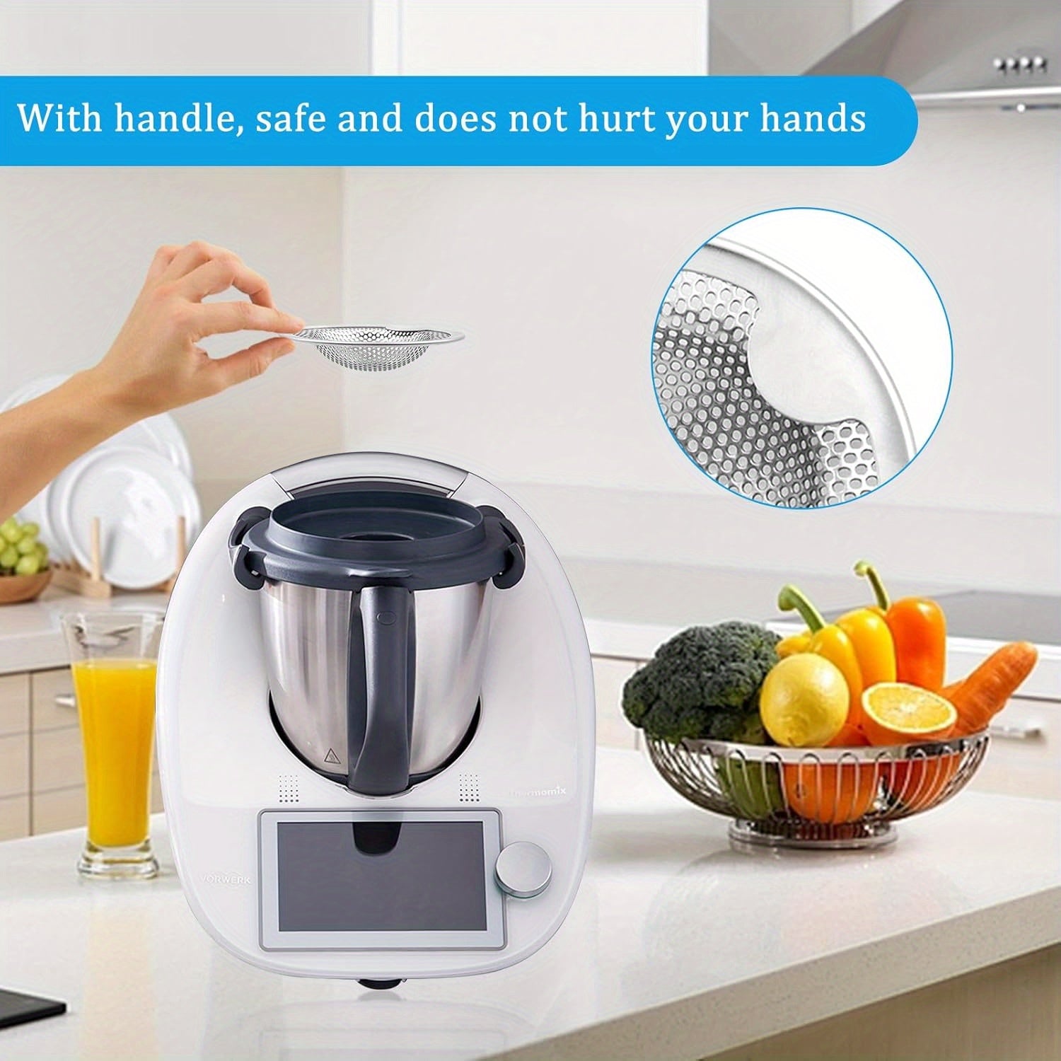 Set of 2 Stainless Steel Kitchen Strainer Sets for Food Processors Compatible with Thermomix TM5 TM6 TM31