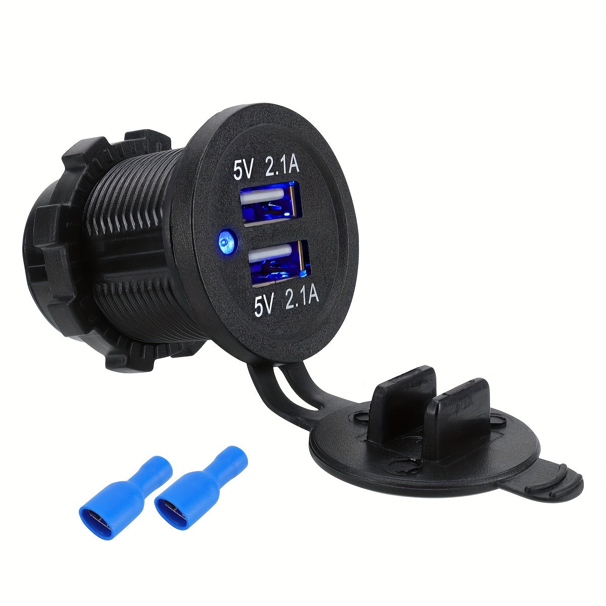 Enchufe de cargador de coche con doble USB universal para vehículos y motocicletas