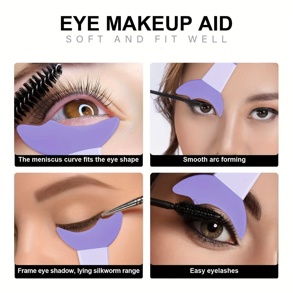 3PC Silicone Makeup Tool Set Eyeliner and Mascara Shields Fragrance-Free