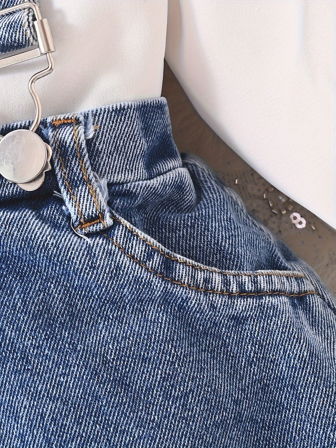 Toddler Girl White Long Sleeve Shirt with Denim Overalls Skirt Set for Spring Fall Outdoor