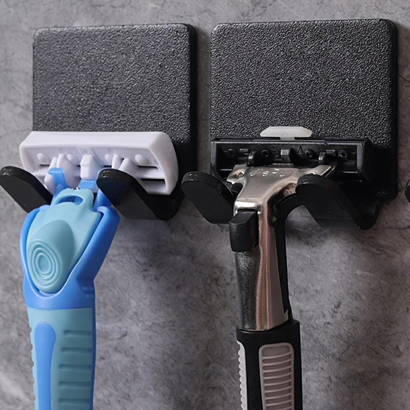 Bathroom Organization Set 3-Piece Self-Adhesive Razor Holder Towel Hooks No Drilling