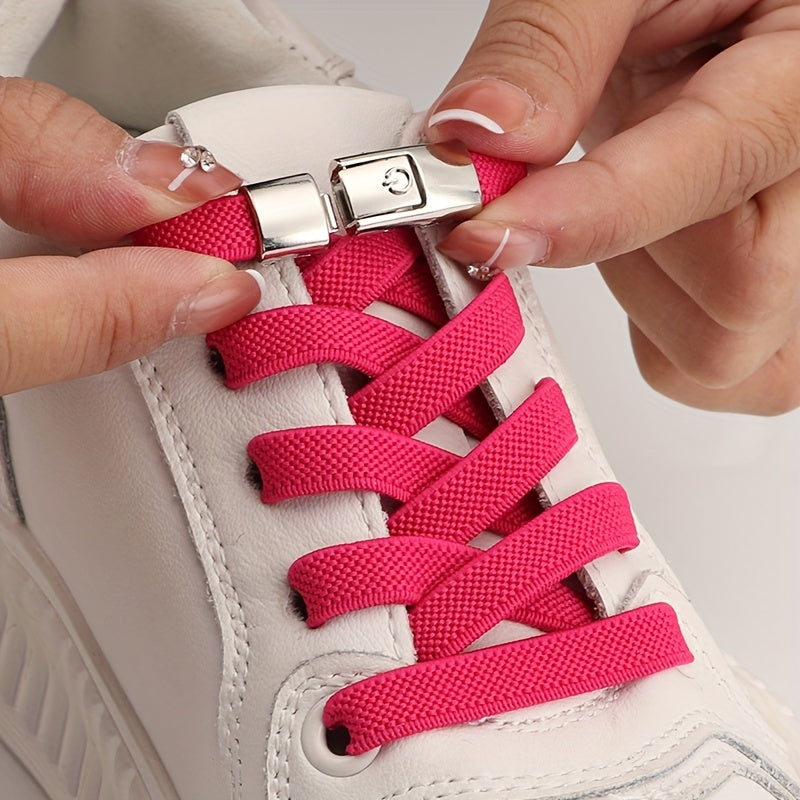 No-Tie Shoelaces with Buckles for Sneakers and Sports Shoes Acetate Pair
